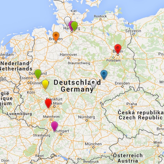 Auf dieser Deutschlandkarte sind die Wohnorte unserer Redakteure markiert.