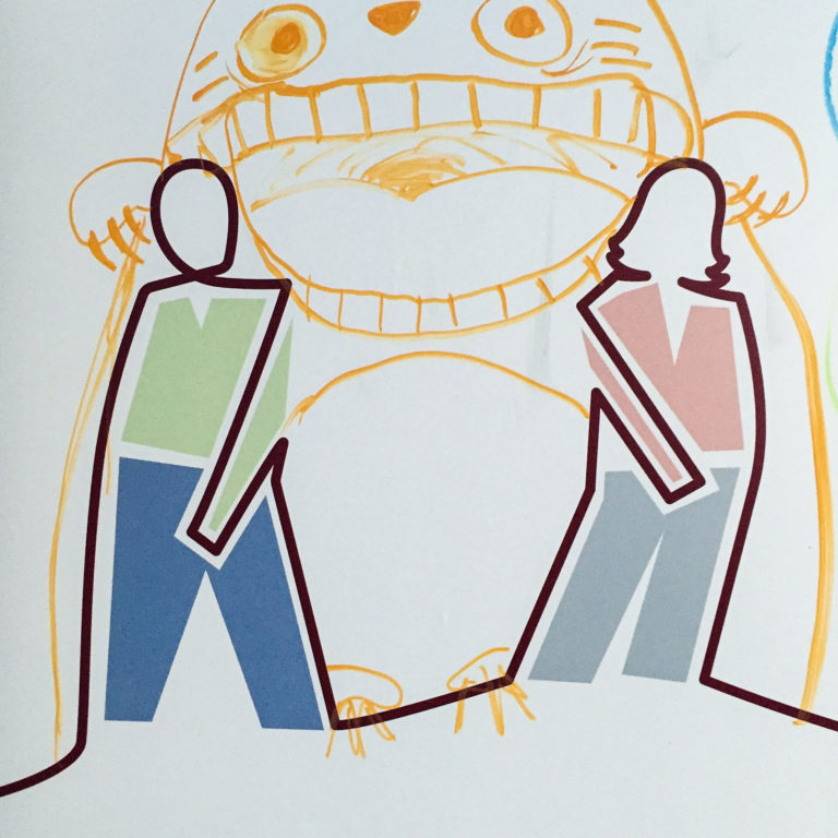 Illustration mit einer Frau und einem Mann