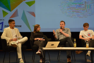 Miriam Siglreitmaier, Paavo Czwikla, Timon Dzienus und Anne Marie Bauer im Dialog